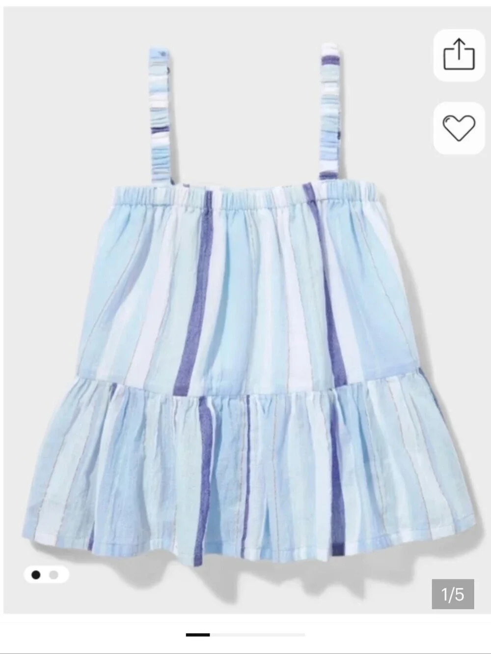 NWT Sugar & JadeTween Girls Striped Babydoll Tank Top - blue XXL 20/22